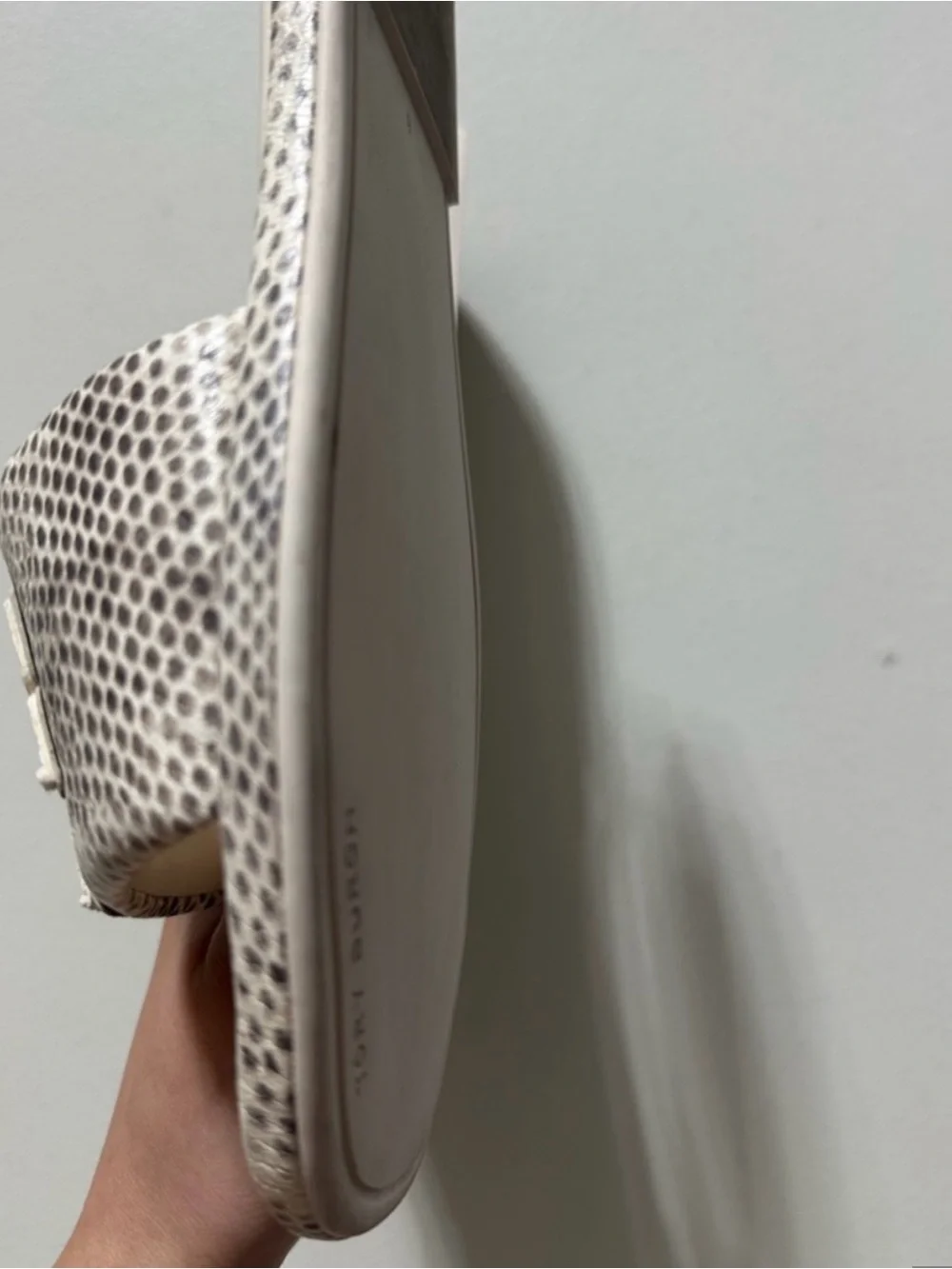 Tory Burch Ivory Snake-Embossed Slide Mules